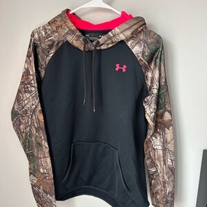 Under Armour Black Hoodie with Camo and Pink Accents